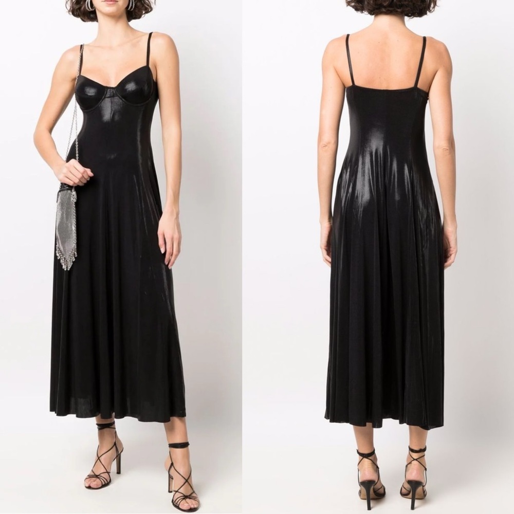REVOLVE Norma Kamali Wet Look Midi Dress- -XS